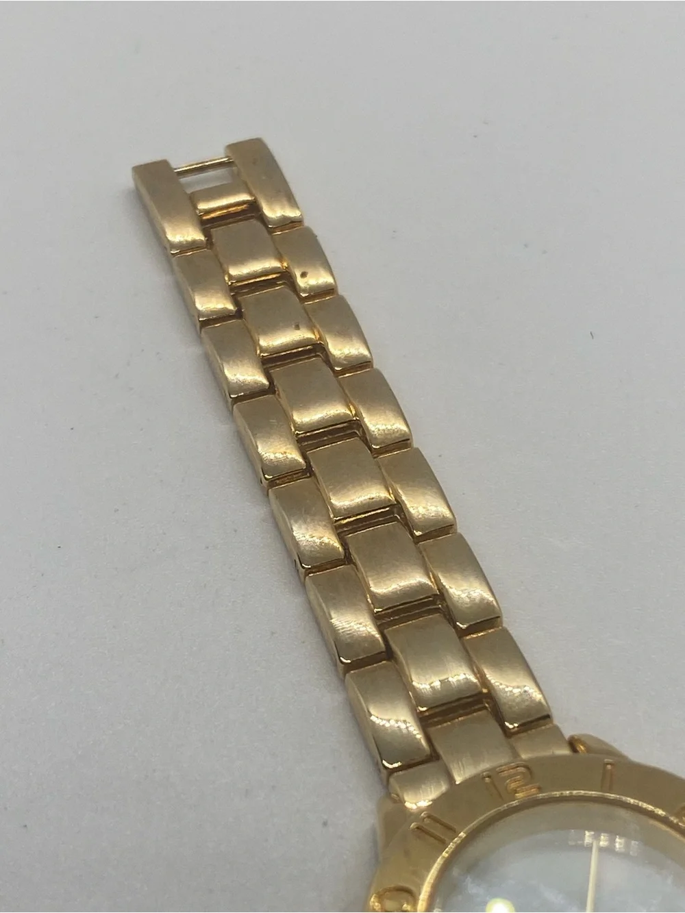 Gold Tone Ladies Quartz Bracelet Watch with White Dial